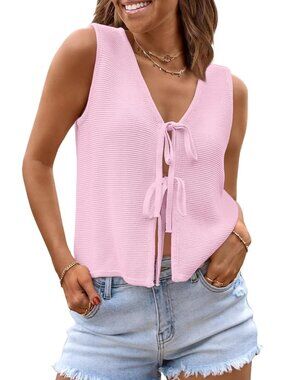 Women's Pink Summer Tops Beach Vacation Spring Outfits Cute Trendy Sweater